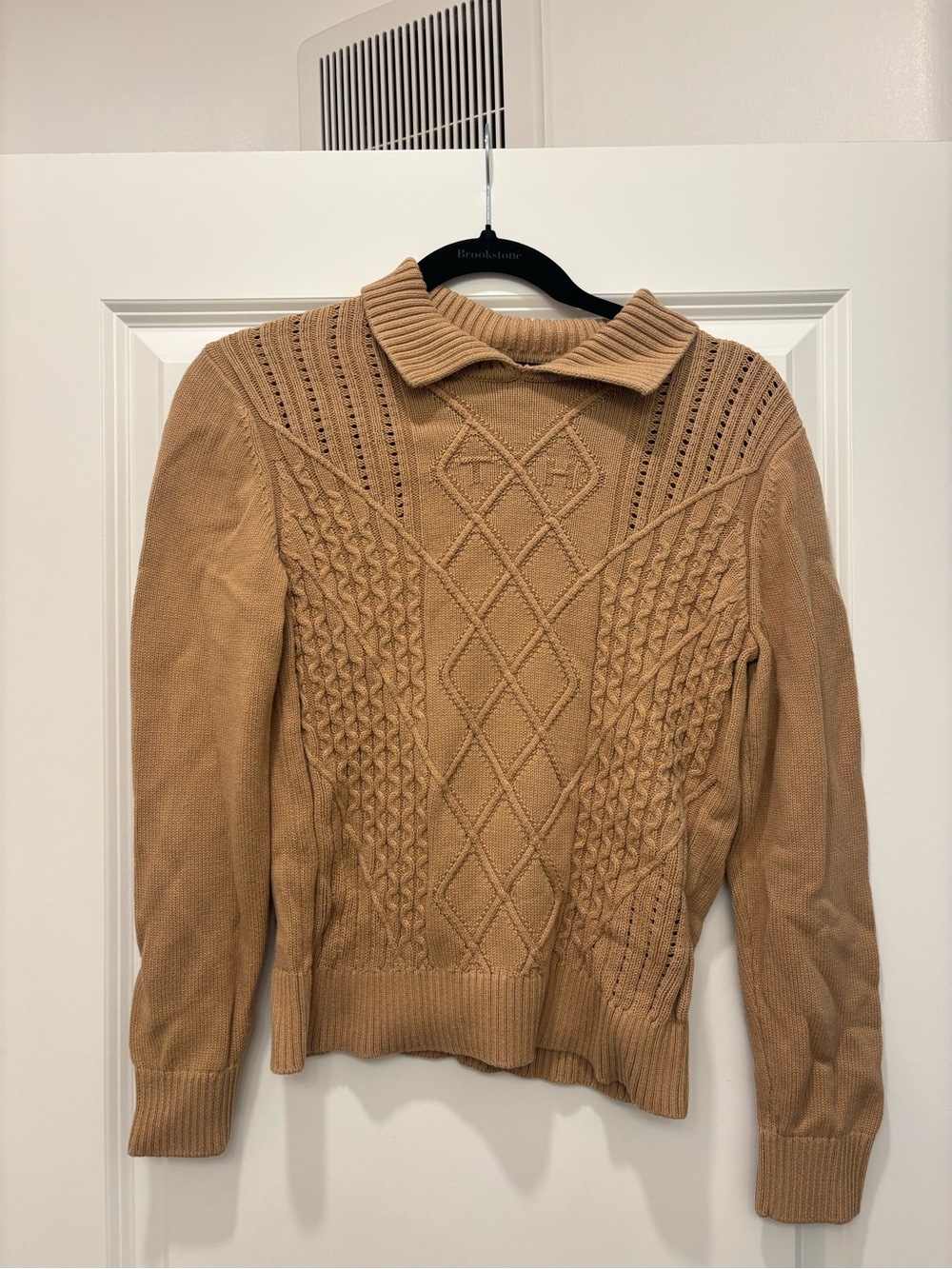 Tommy Hilfiger Camel Cable-Knit Crewneck Sweater